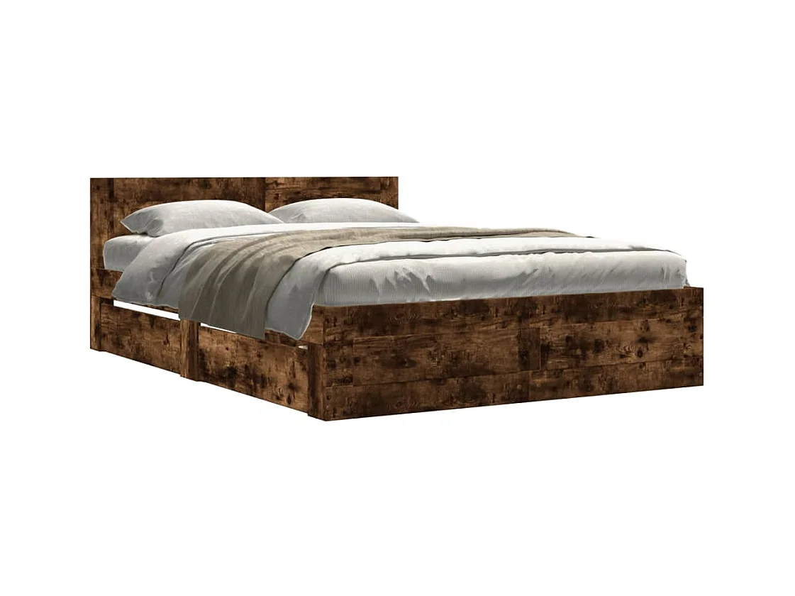 Giroletto con Testiera Rovere Fumo 120x190 cm Legno Multistrato