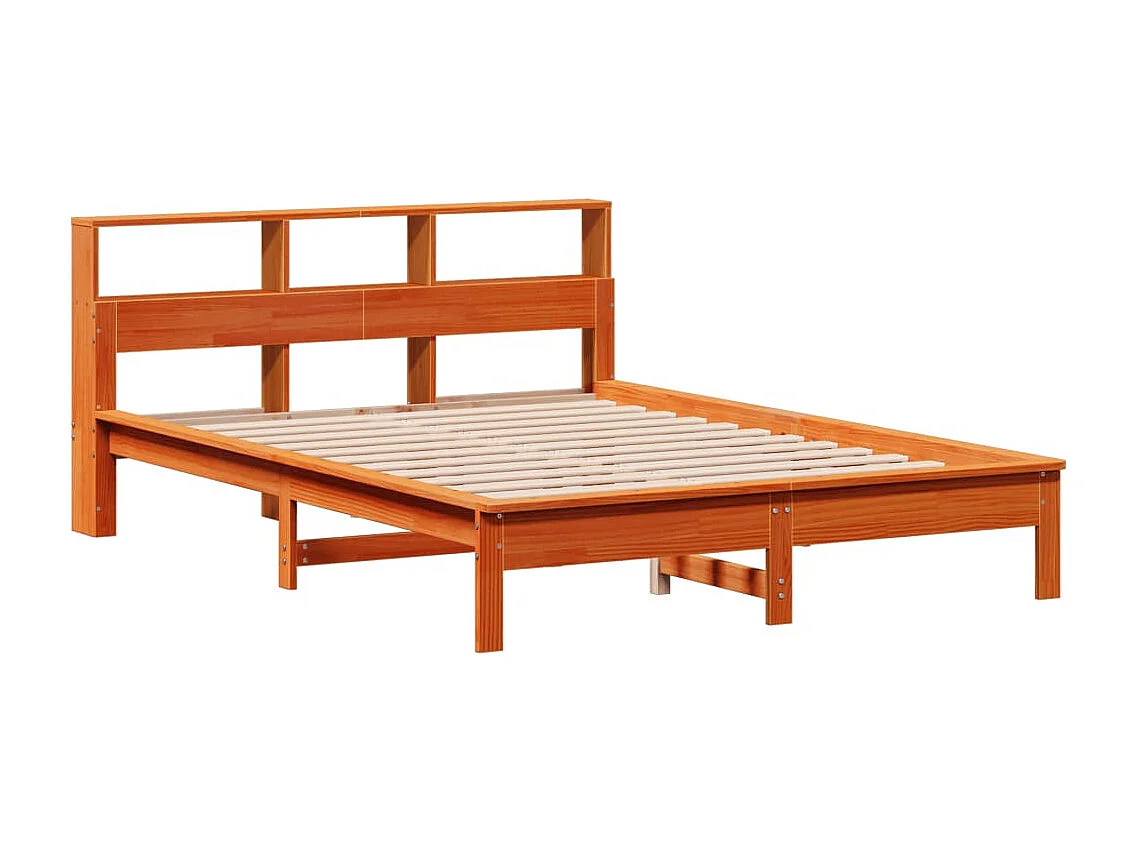Lit bibliothèque sans matelas cire marron 120x200 cm pin massif