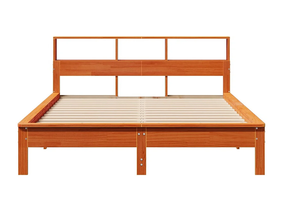 Lit bibliothèque sans matelas cire marron 120x200 cm pin massif