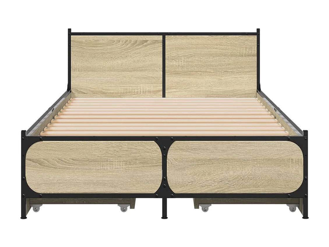 Cadre de lit avec tiroirs sans matelas chêne sonoma 75x190 cm