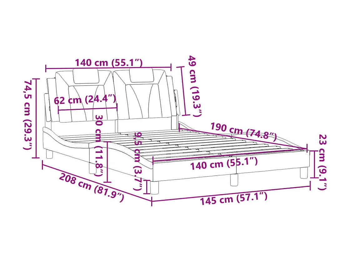 Giroletto con Testiera Crema 140x190 cm in Similpelle