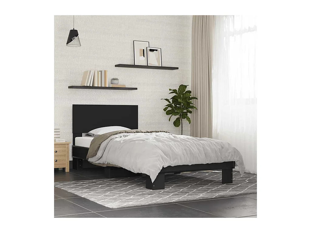 Cadre de lit sans matelas noir 75x190 cm