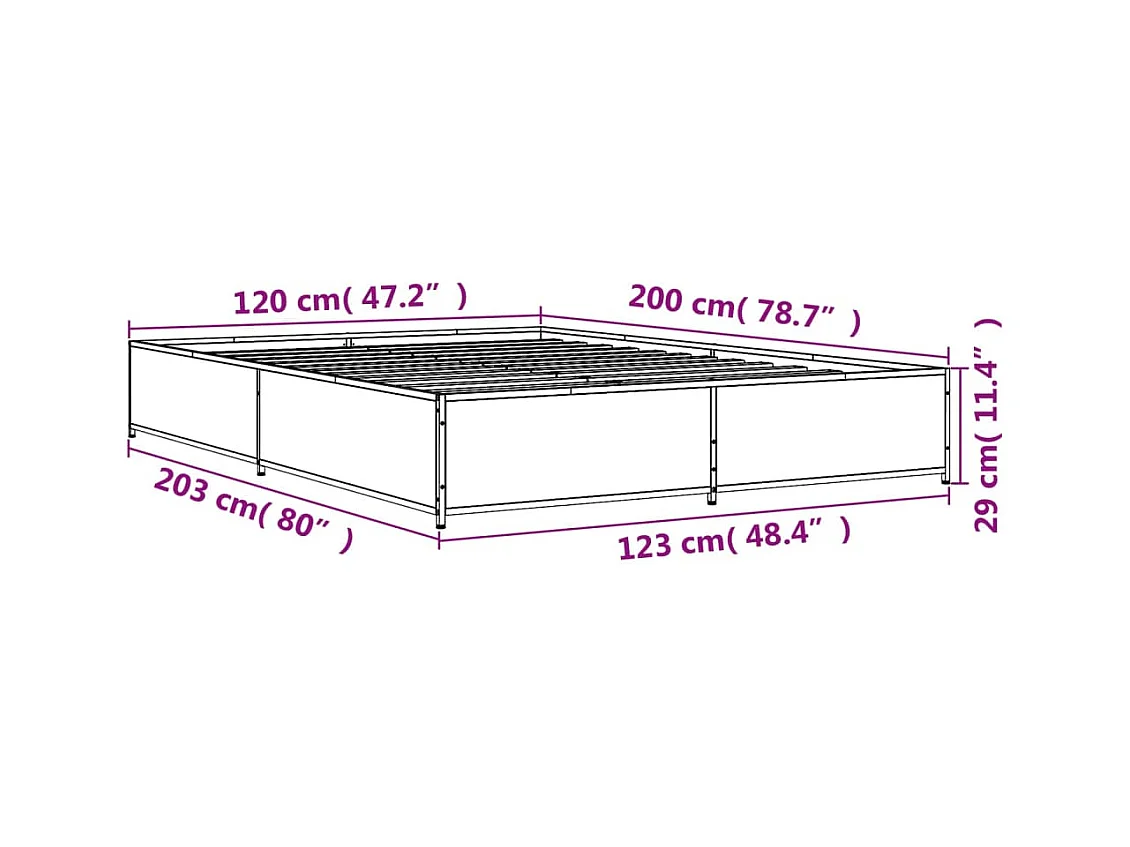 Cadre de lit sans matelas sonoma gris 120x200 cm