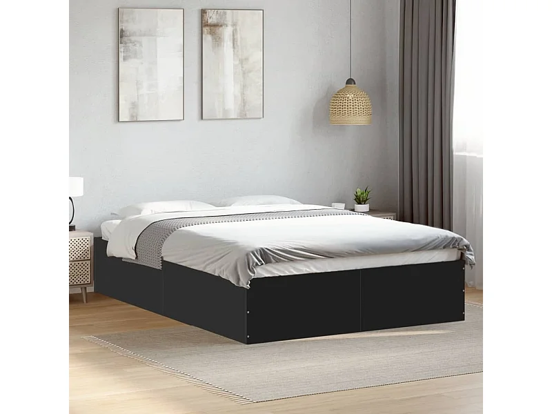 Cadre de lit sans matelas noir 140x190 cm