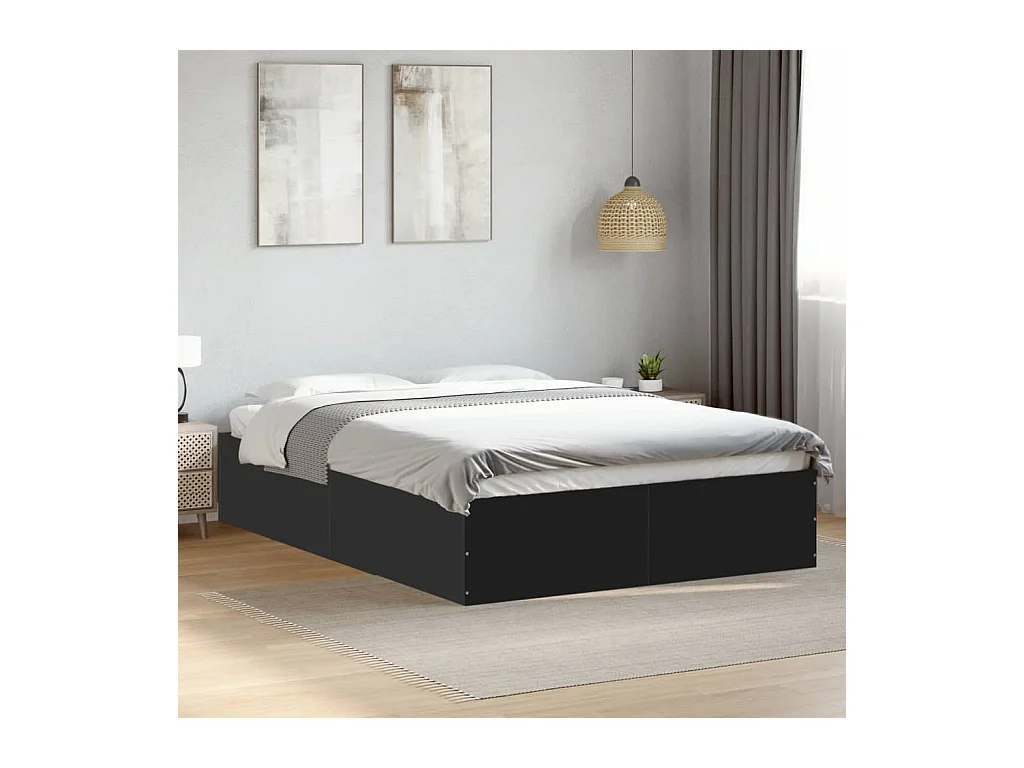 Cadre de lit sans matelas noir 140x190 cm