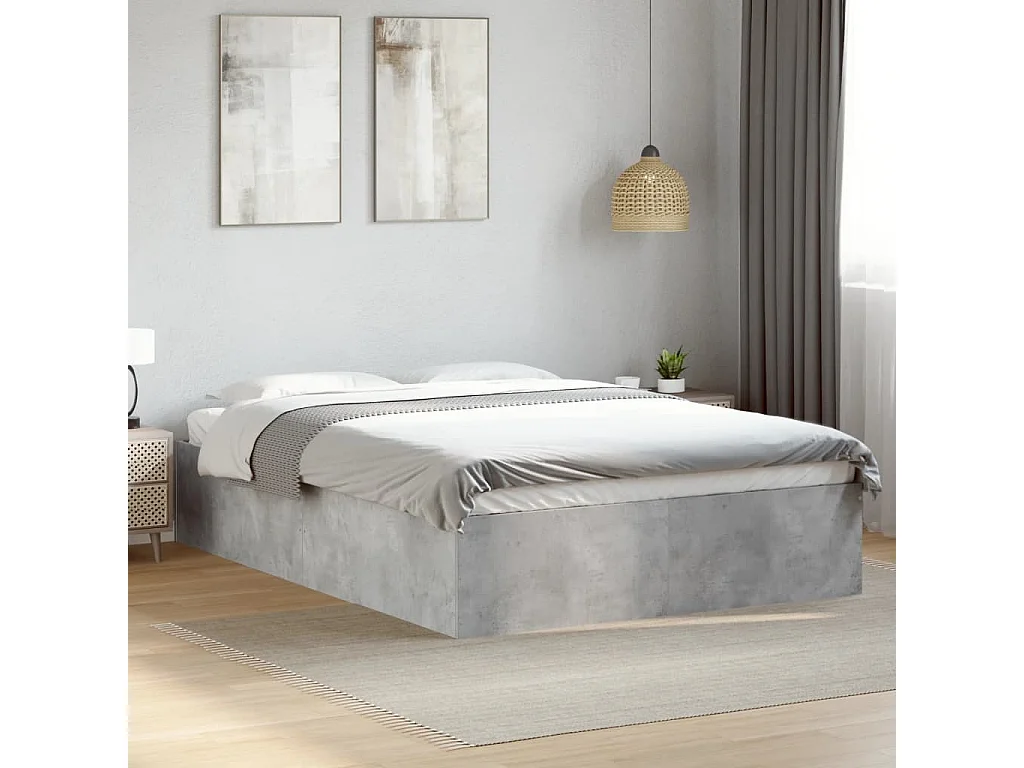Cadre de lit sans matelas gris béton 140x200 cm