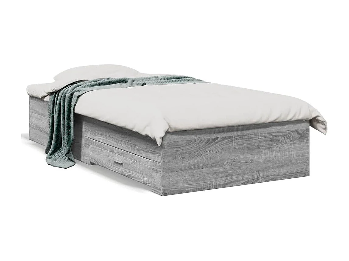 Bedframe met lades bewerkt hout grijs sonoma eiken 100x200 cm
