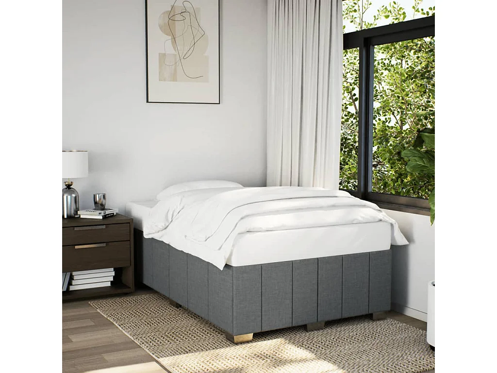Cadre de lit sans matelas gris foncé 120x190 cm tissu