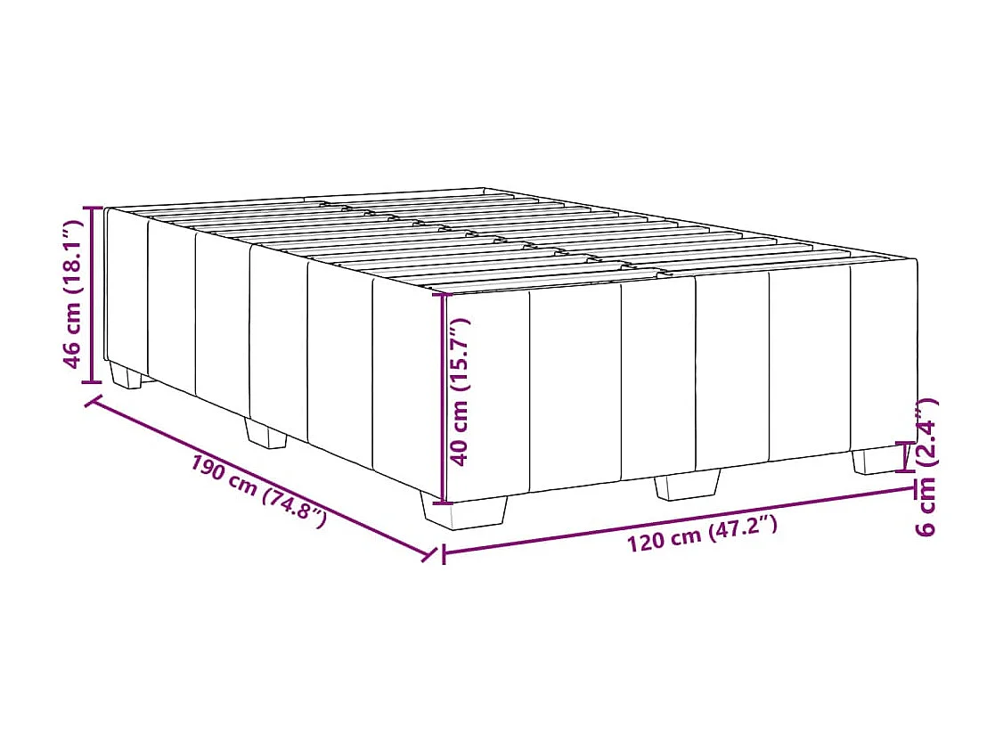Cadre de lit sans matelas gris foncé 120x190 cm tissu