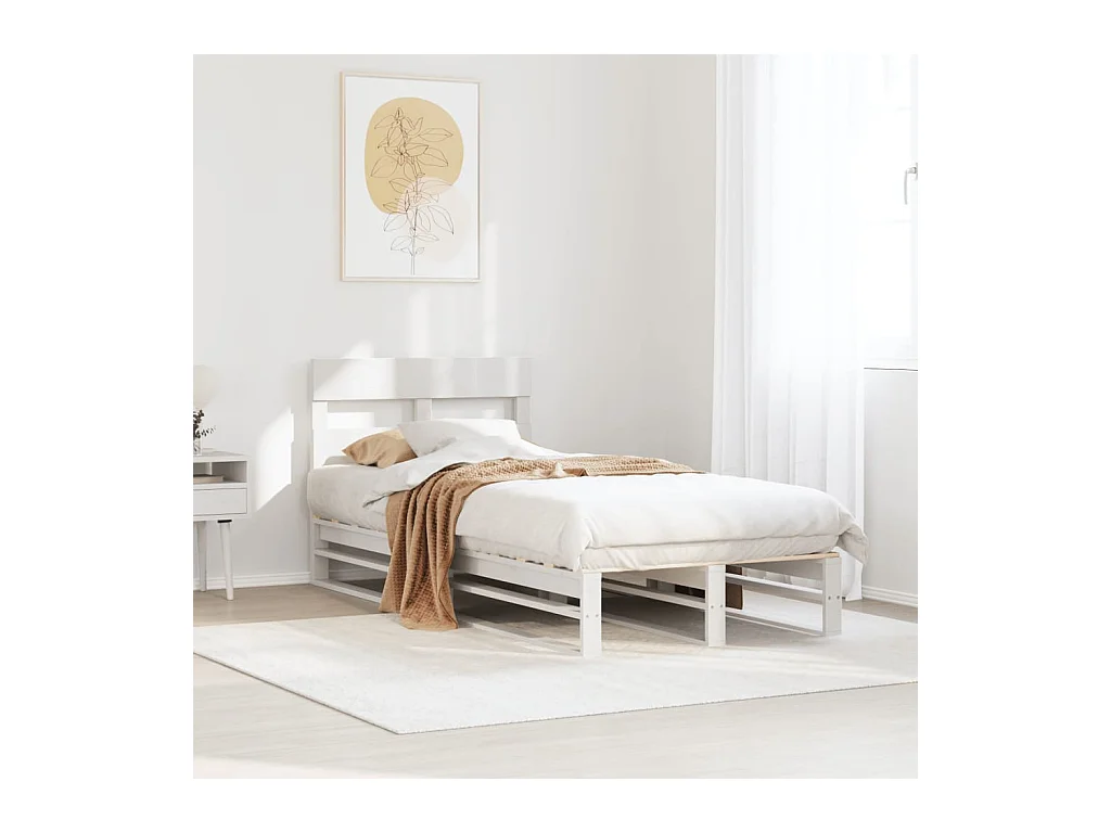 Letto senza Materasso Bianco 90x200 cm Legno Massello di Pino