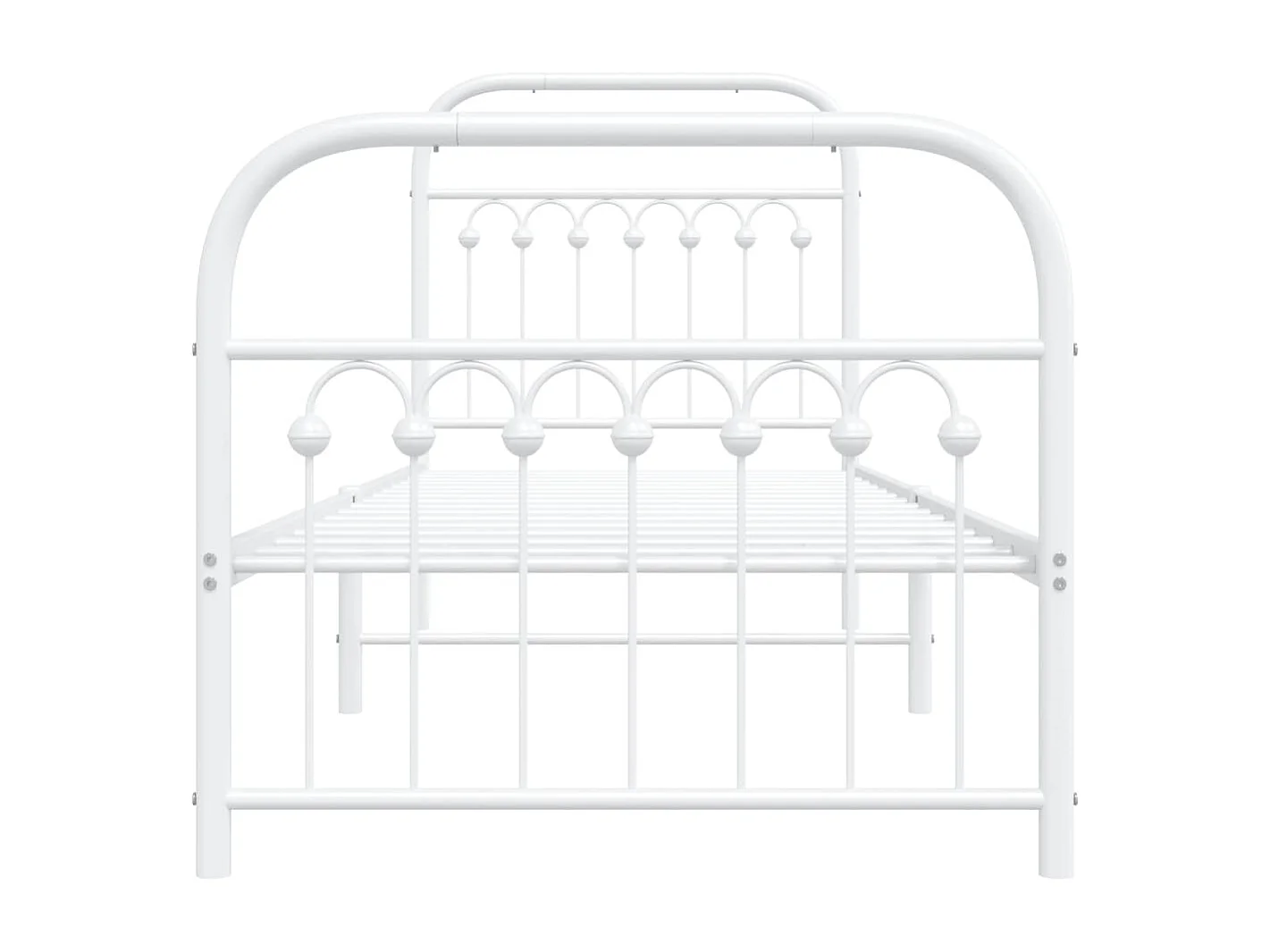Cadre de lit métal sans matelas avec pied de lit blanc 75x190cm