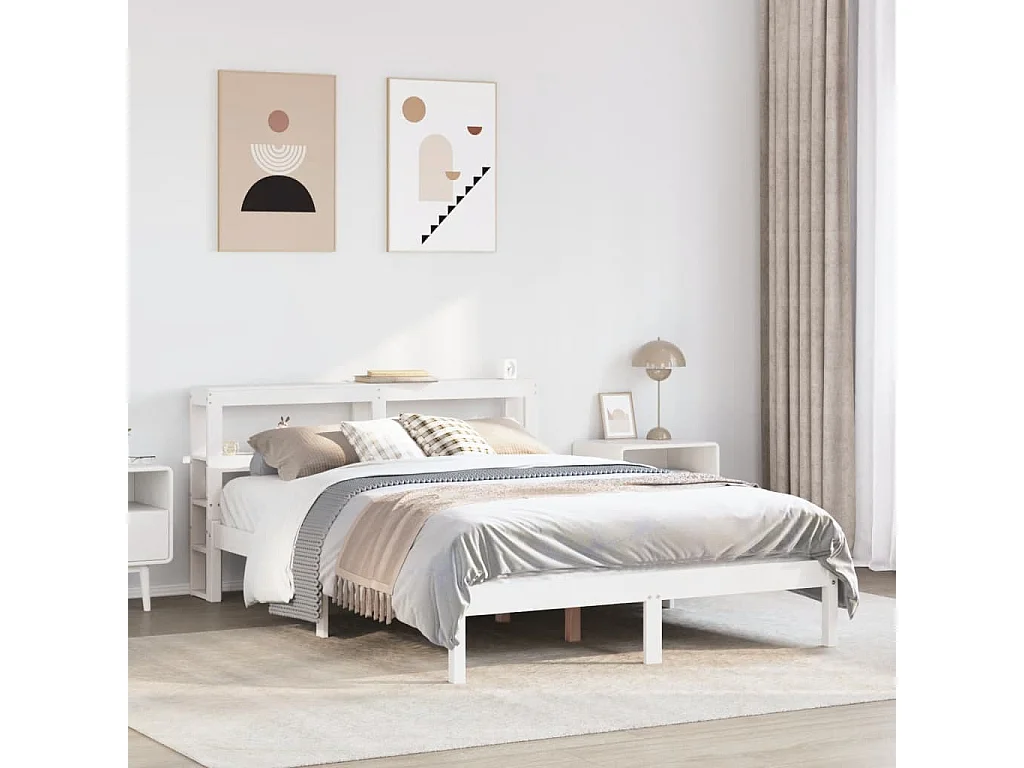 Letto senza Materasso Bianco 120x200 cm Legno Massello di Pino