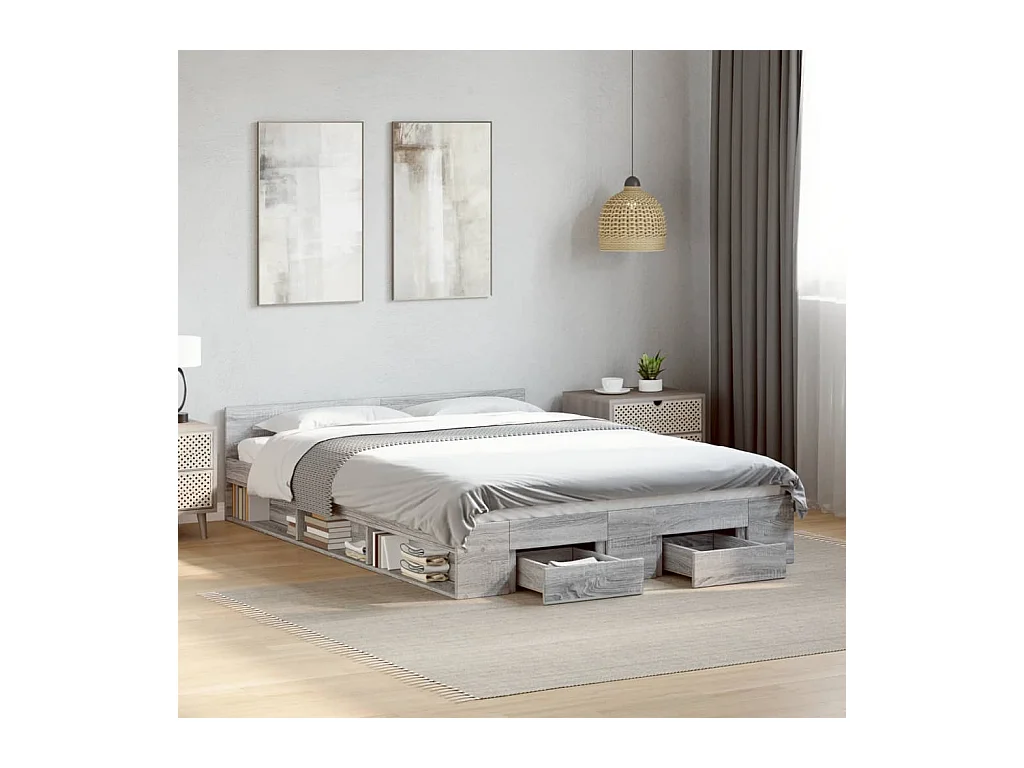 Giroletto Cassetti Grigio Sonoma 120x200 cm Legno Multistrato