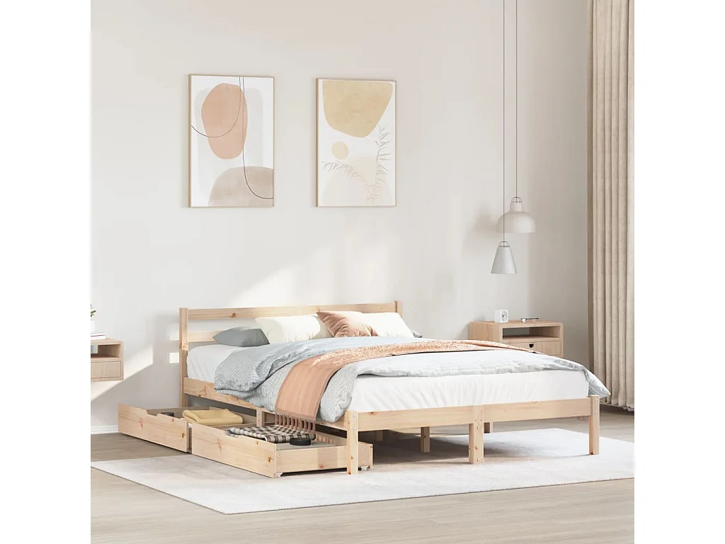 Cadre de lit sans matelas 140x200 cm bois massif de pin