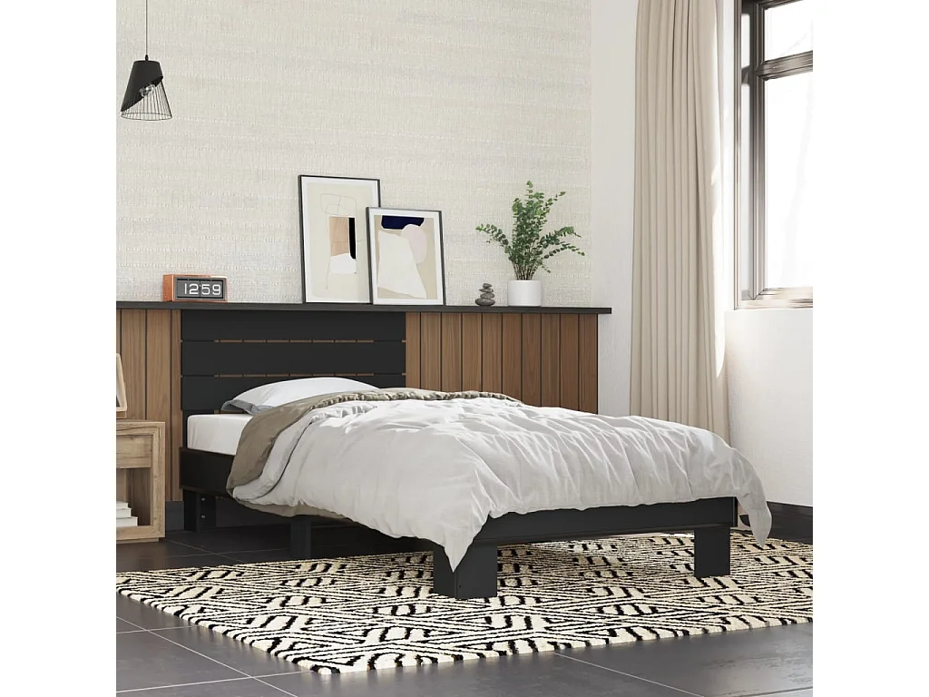 Cadre de lit sans matelas noir 100x200 cm