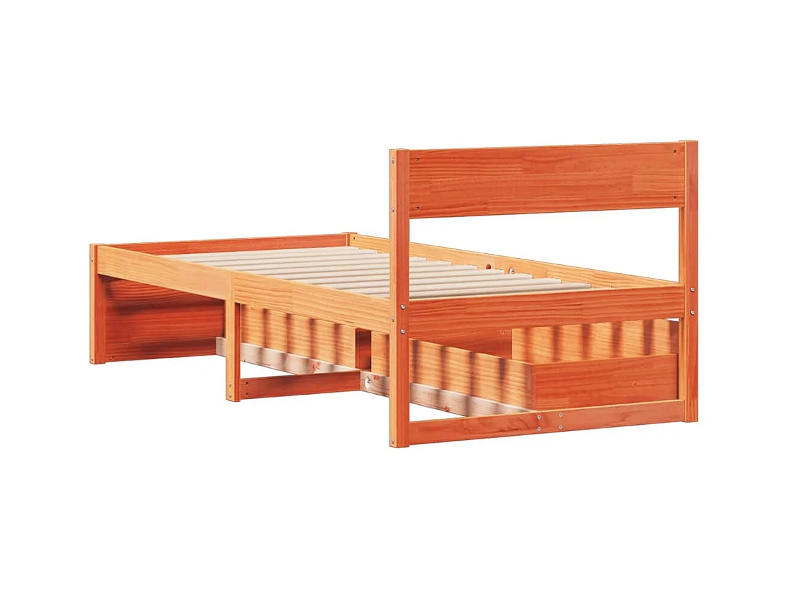 Cadre de lit sans matelas cire marron 75x190 cm bois pin massif