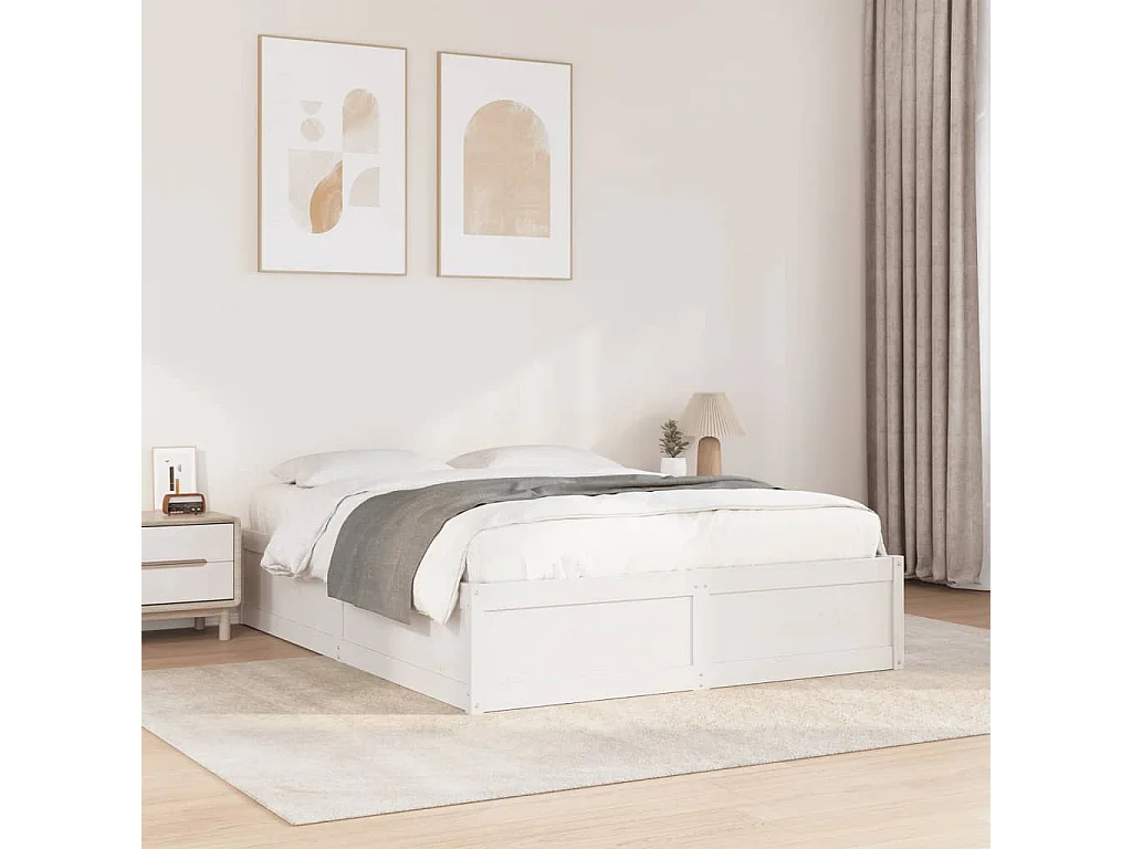 Cadre de lit sans matelas blanc 140x190 cm bois de pin massif