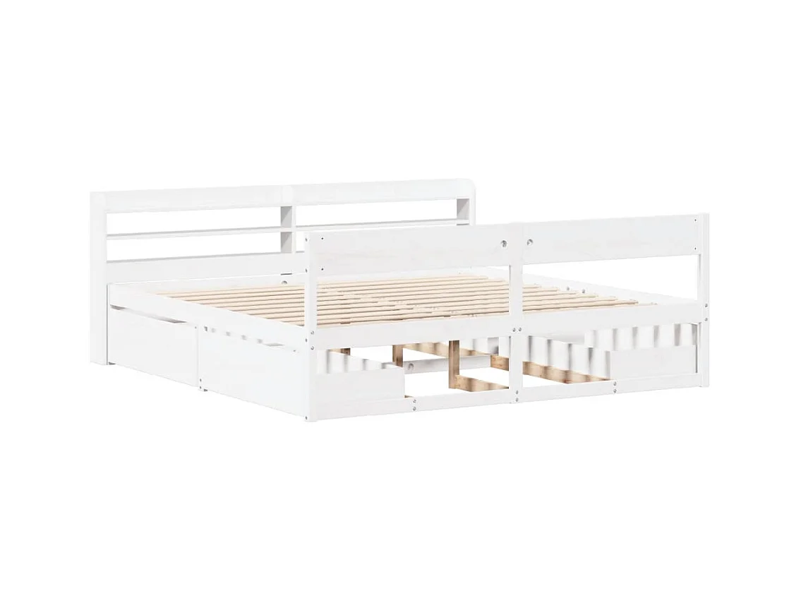 Cadre de lit sans matelas blanc 180x200 cm bois massif de pin