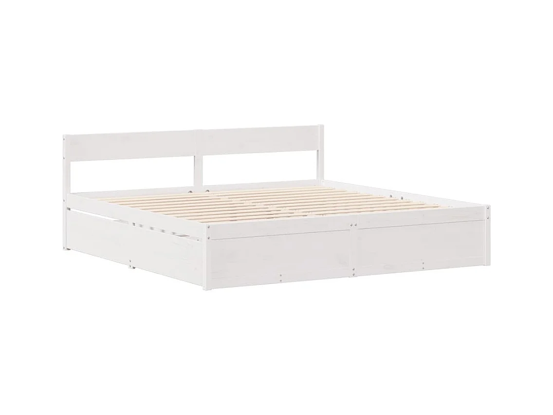 Cadre de lit sans matelas blanc 180x200 cm bois massif de pin