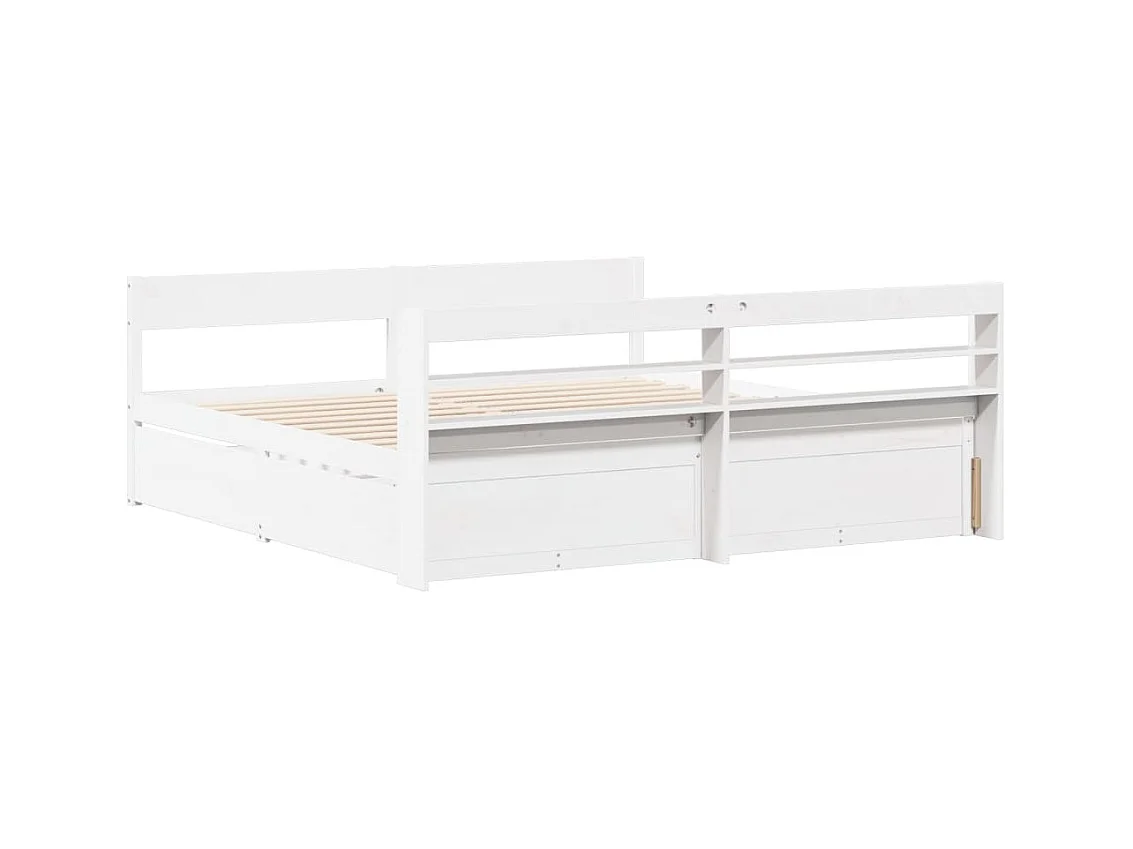 Cadre de lit sans matelas blanc 180x200 cm bois massif de pin
