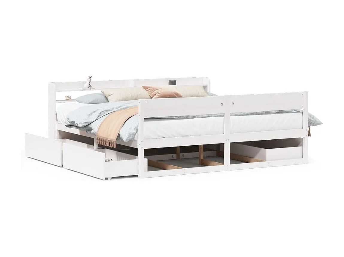 Letto senza Materasso Bianco 180x200 cm Legno Massello di Pino