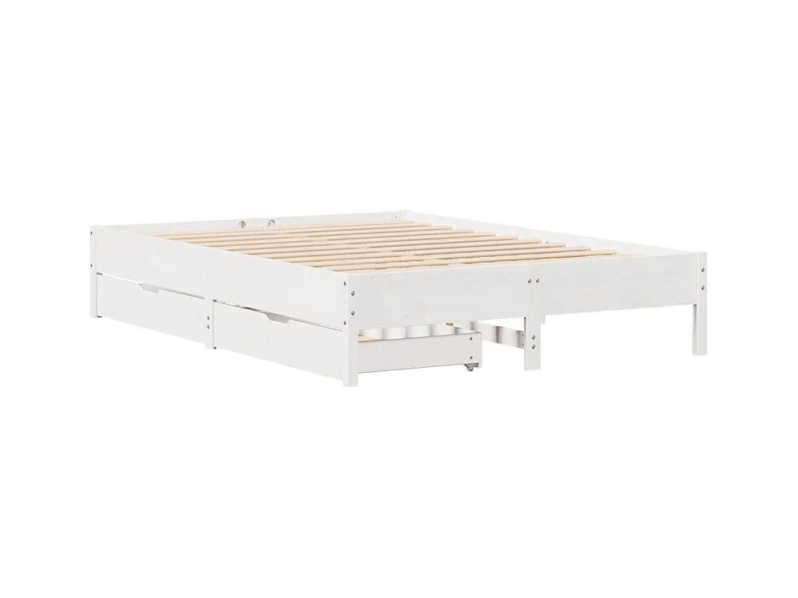 Cadre de lit sans matelas blanc 150x200 cm bois de pin massif
