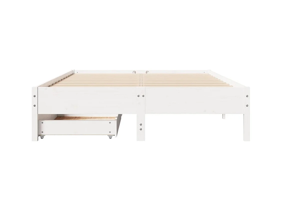 Cadre de lit sans matelas blanc 150x200 cm bois de pin massif