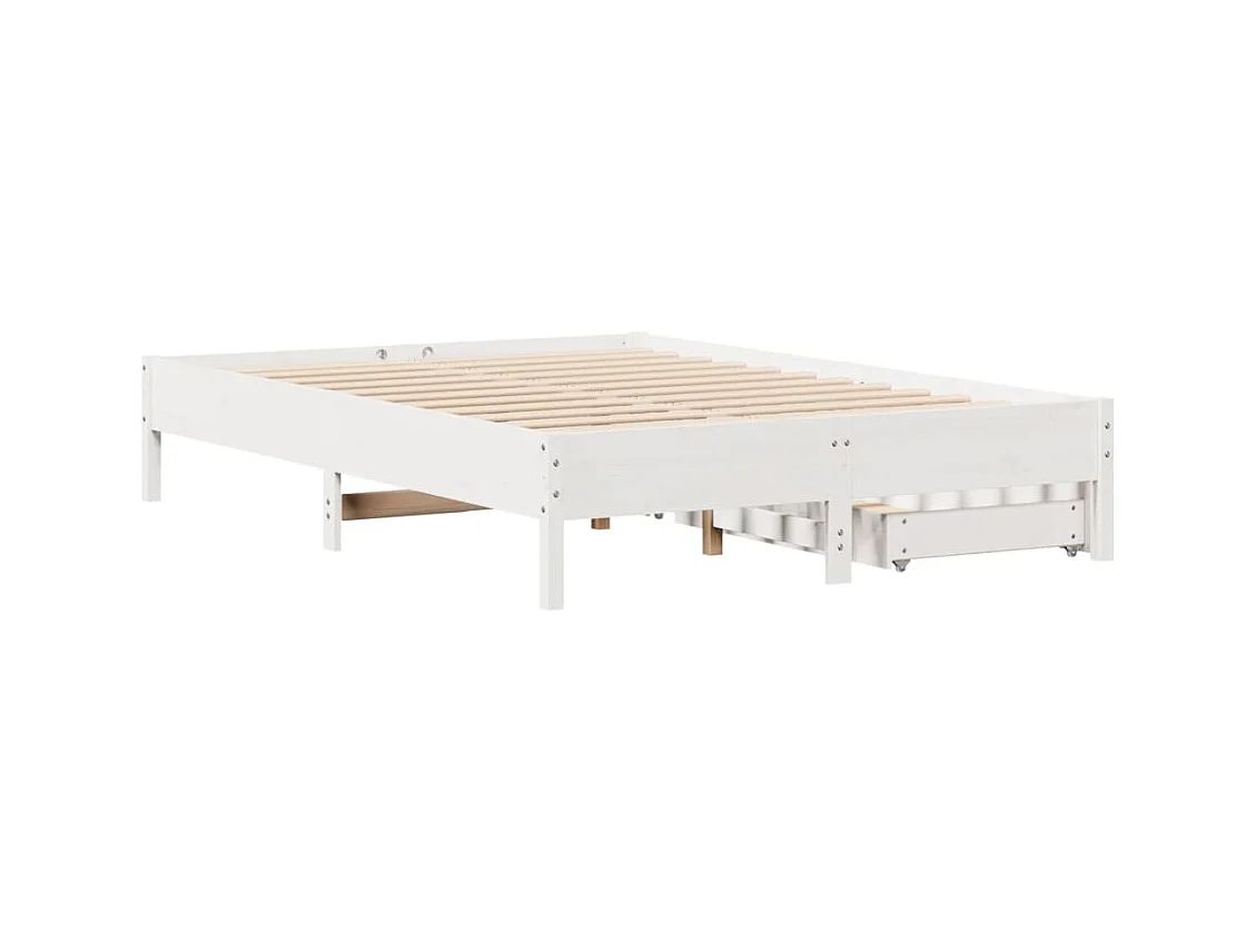 Cadre de lit sans matelas blanc 150x200 cm bois de pin massif