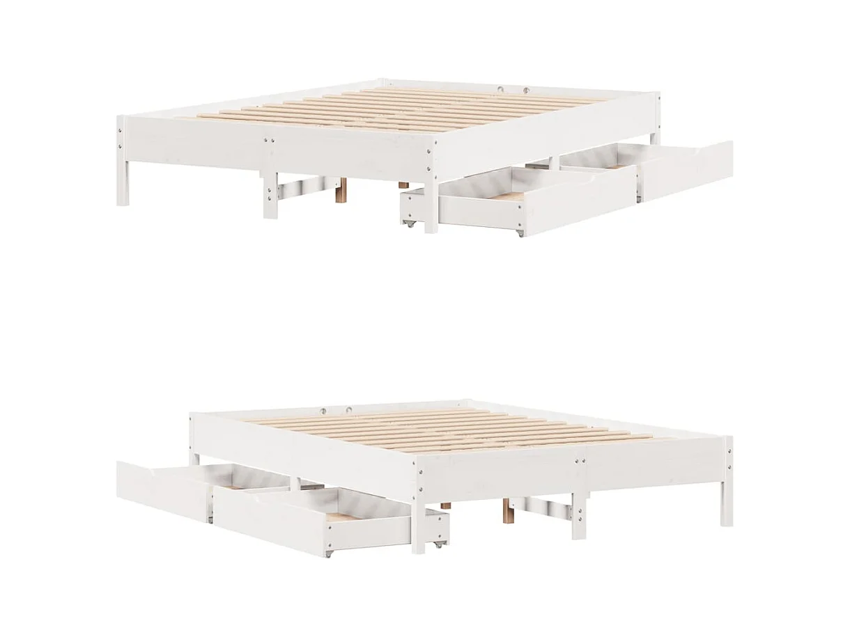 Cadre de lit sans matelas blanc 150x200 cm bois de pin massif