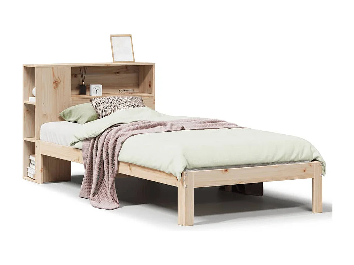 Lit bibliothèque sans matelas 75x190 cm bois de pin massif