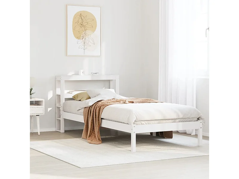 Letto senza Materasso Bianco 90x190 cm in Legno Massello Pino