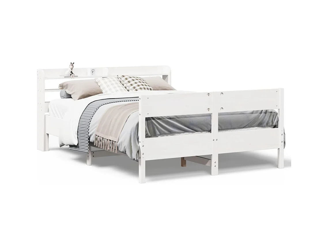 Cadre de lit sans matelas blanc 120x190 cm bois de pin massif