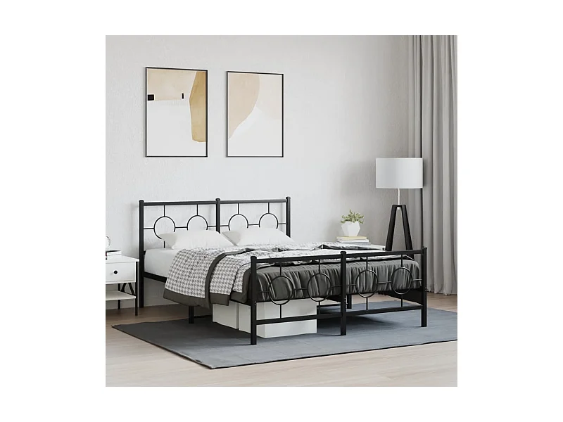 Giroletto con Testiera e Pediera Metallo Nero 140x190 cm