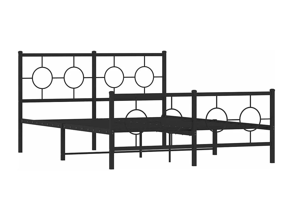 Bedframe met hoofd- en voeteneinde metaal zwart 140x190 cm