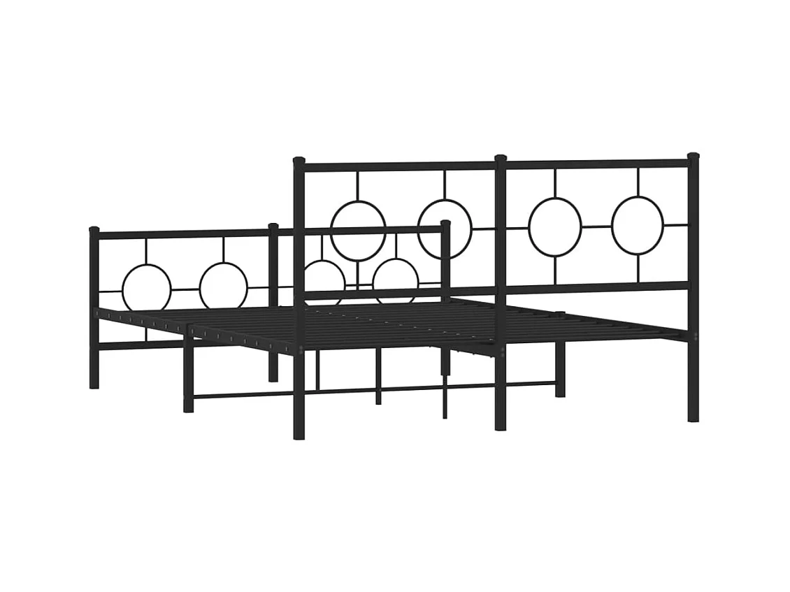 Cadre de lit métal sans matelas avec pied de lit noir 140x190cm