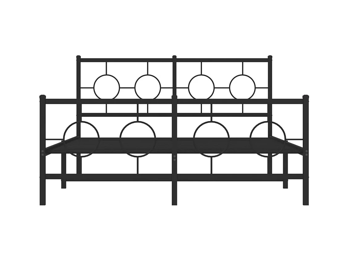 Cadre de lit métal sans matelas avec pied de lit noir 140x190cm