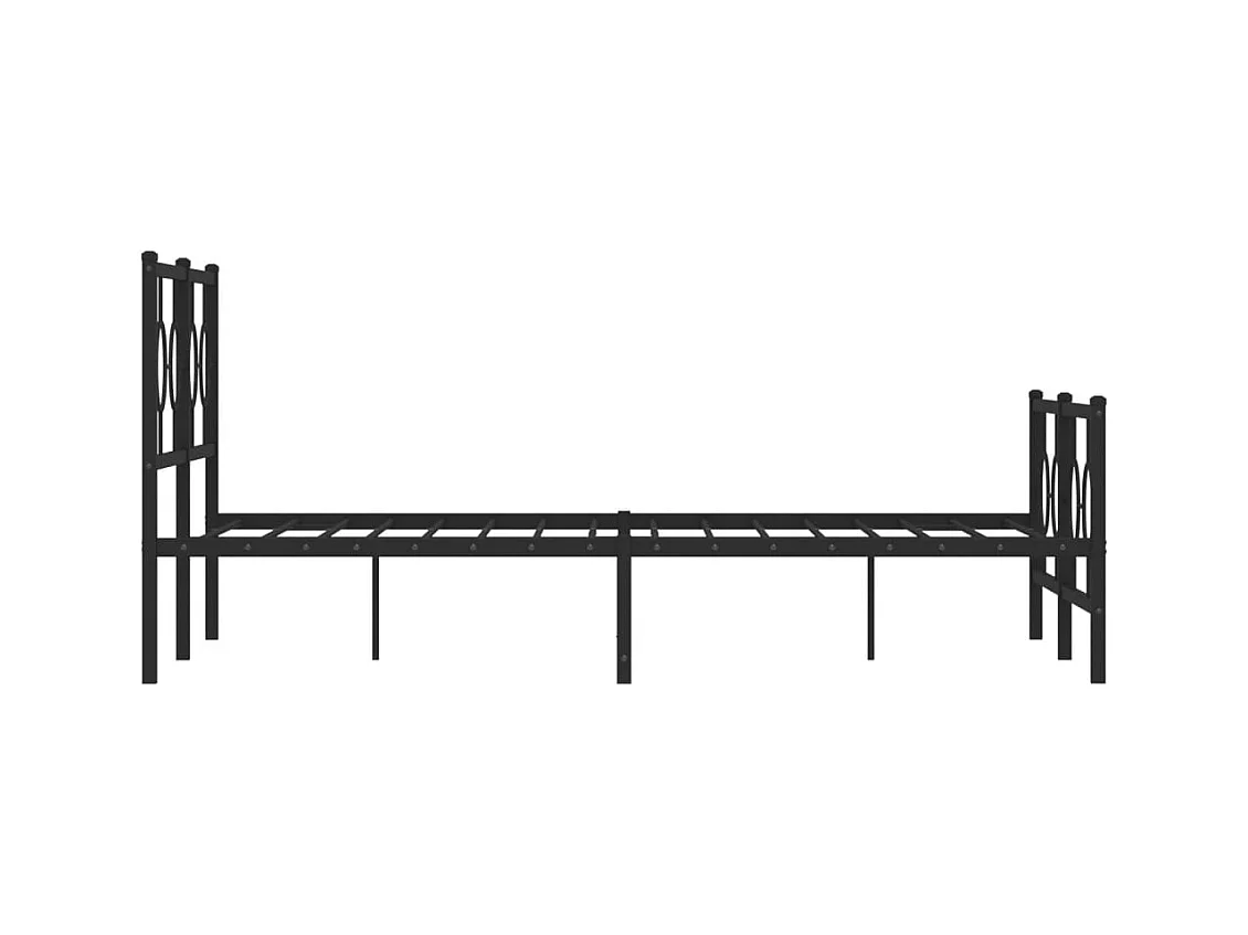Cadre de lit métal sans matelas avec pied de lit noir 140x190cm