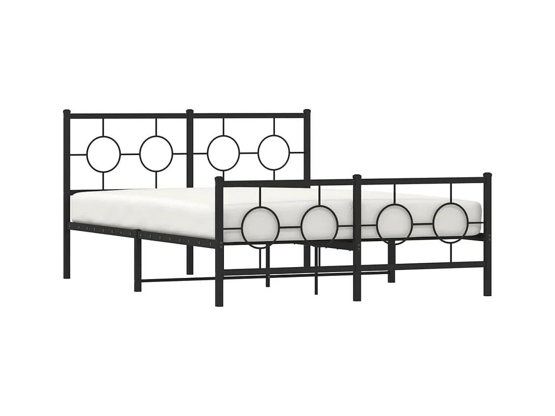 Cadre de lit métal sans matelas avec pied de lit noir 140x190cm