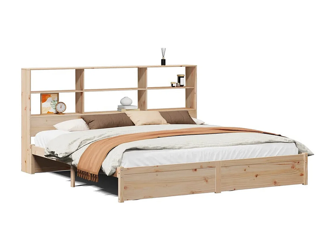 Massivholzbett mit Regal ohne Matratze 200x200 cm Kiefer