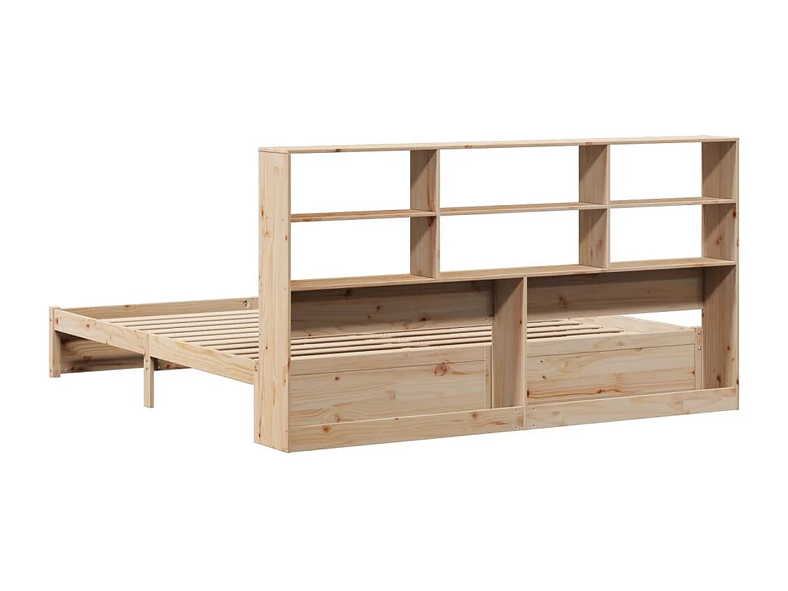 Massivholzbett mit Regal ohne Matratze 200x200 cm Kiefer