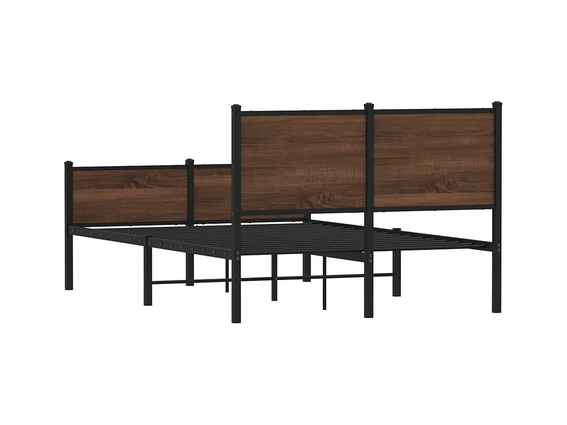 Cadre de lit en métal sans matelas chêne marron 120x200 cm
