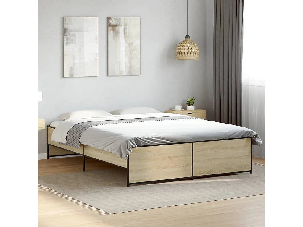 Cadre de lit sans matelas chêne sonoma 160x200 cm