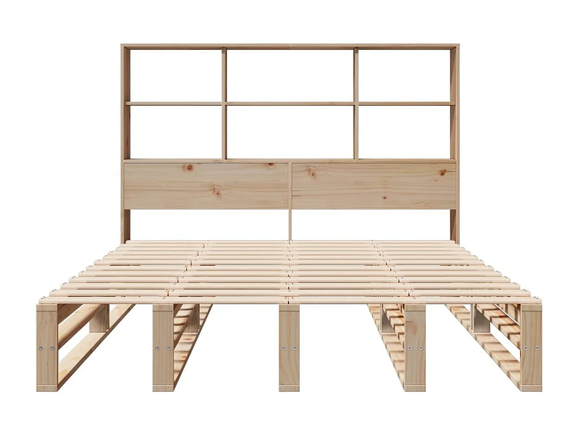 Lit bibliothèque sans matelas 150x200 cm bois massif