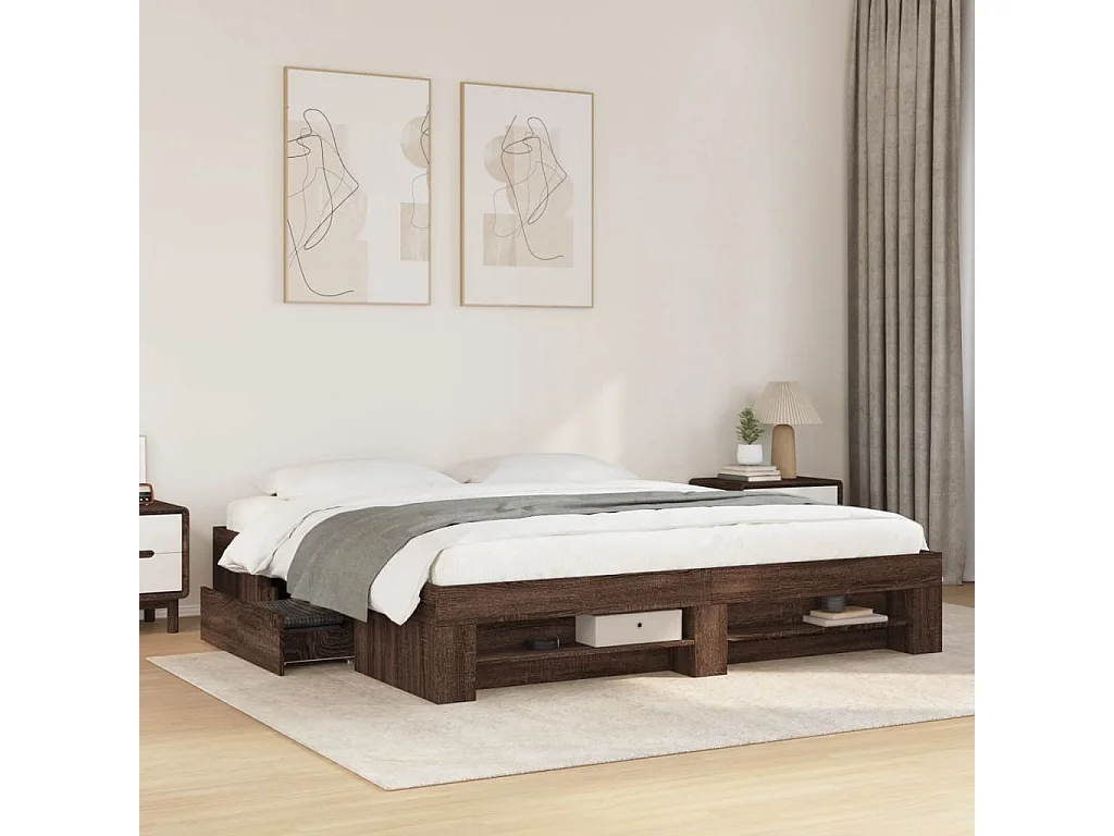 Cadre de lit sans matelas chêne marron 180x200 cm