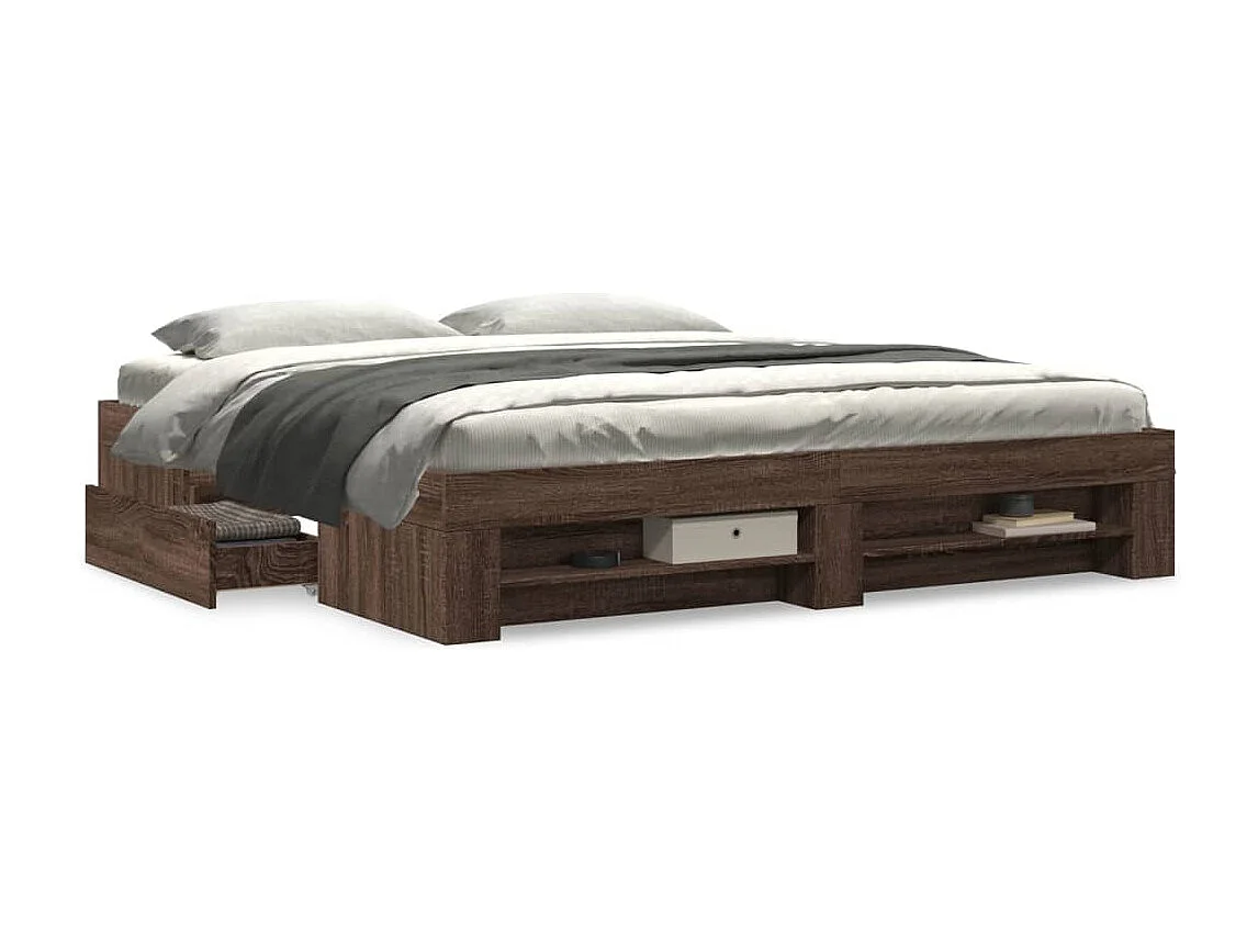 Cadre de lit sans matelas chêne marron 180x200 cm