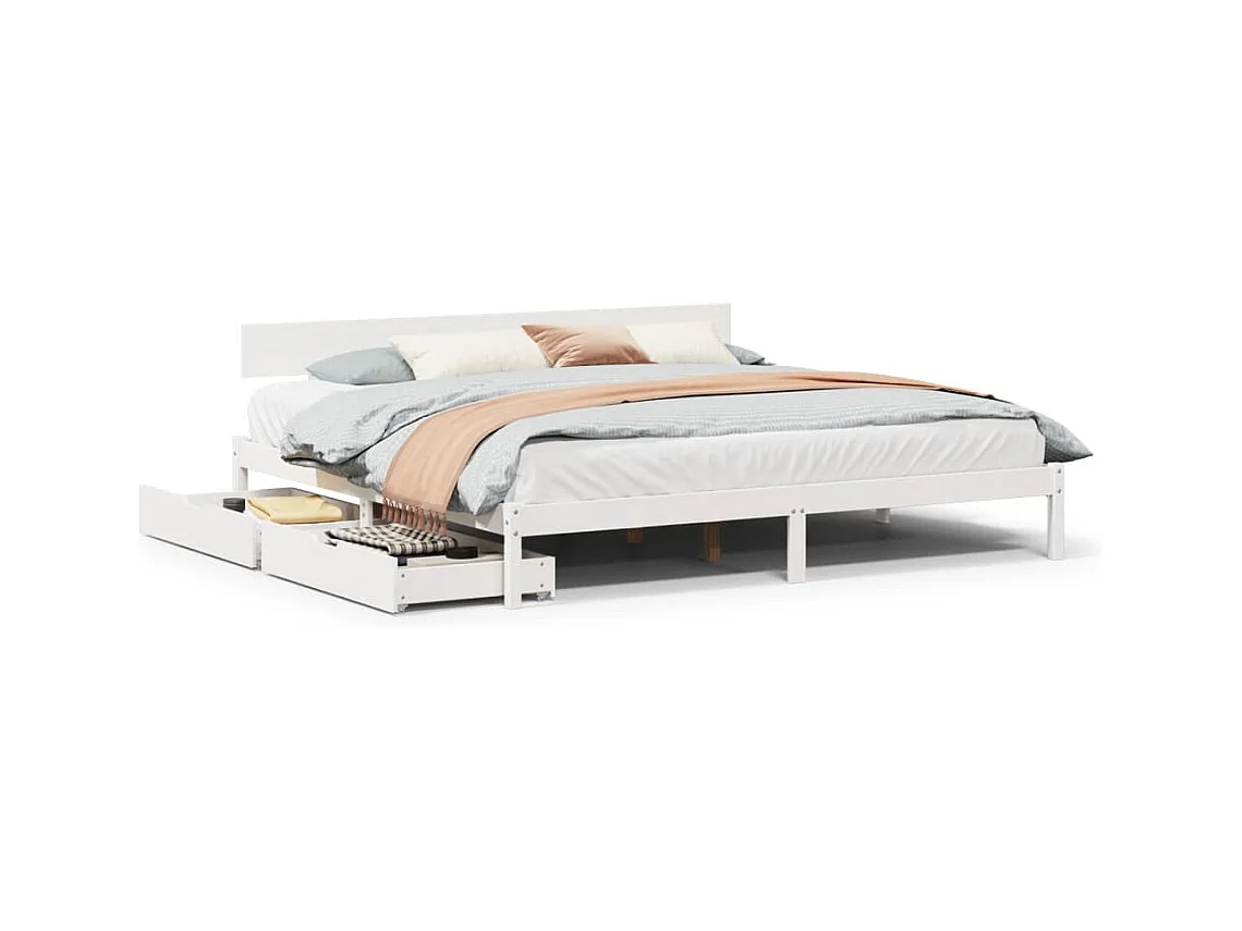 Bedframe zonder matras massief grenenhout wit 200x200 cm