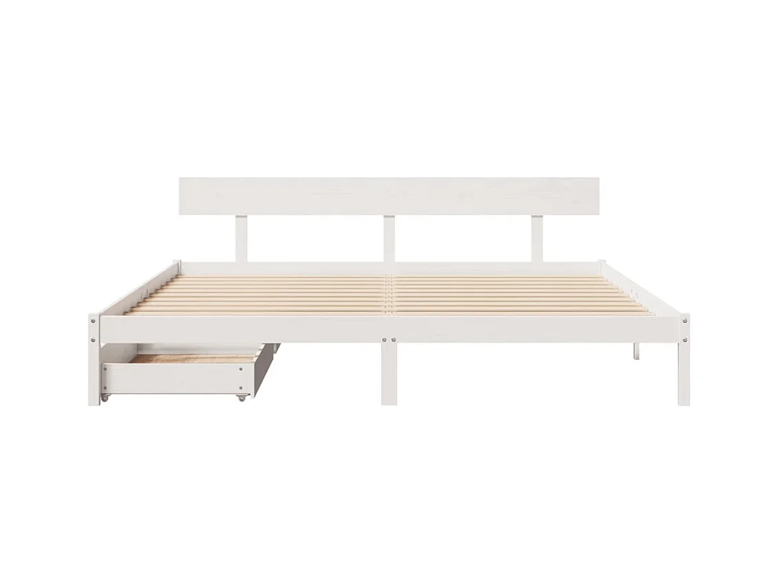 Bedframe zonder matras massief grenenhout wit 200x200 cm