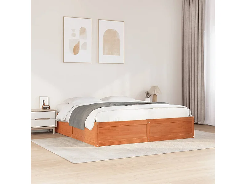 Letto senza Materasso Marrone Cera 180x200 cm in Legno di Pino