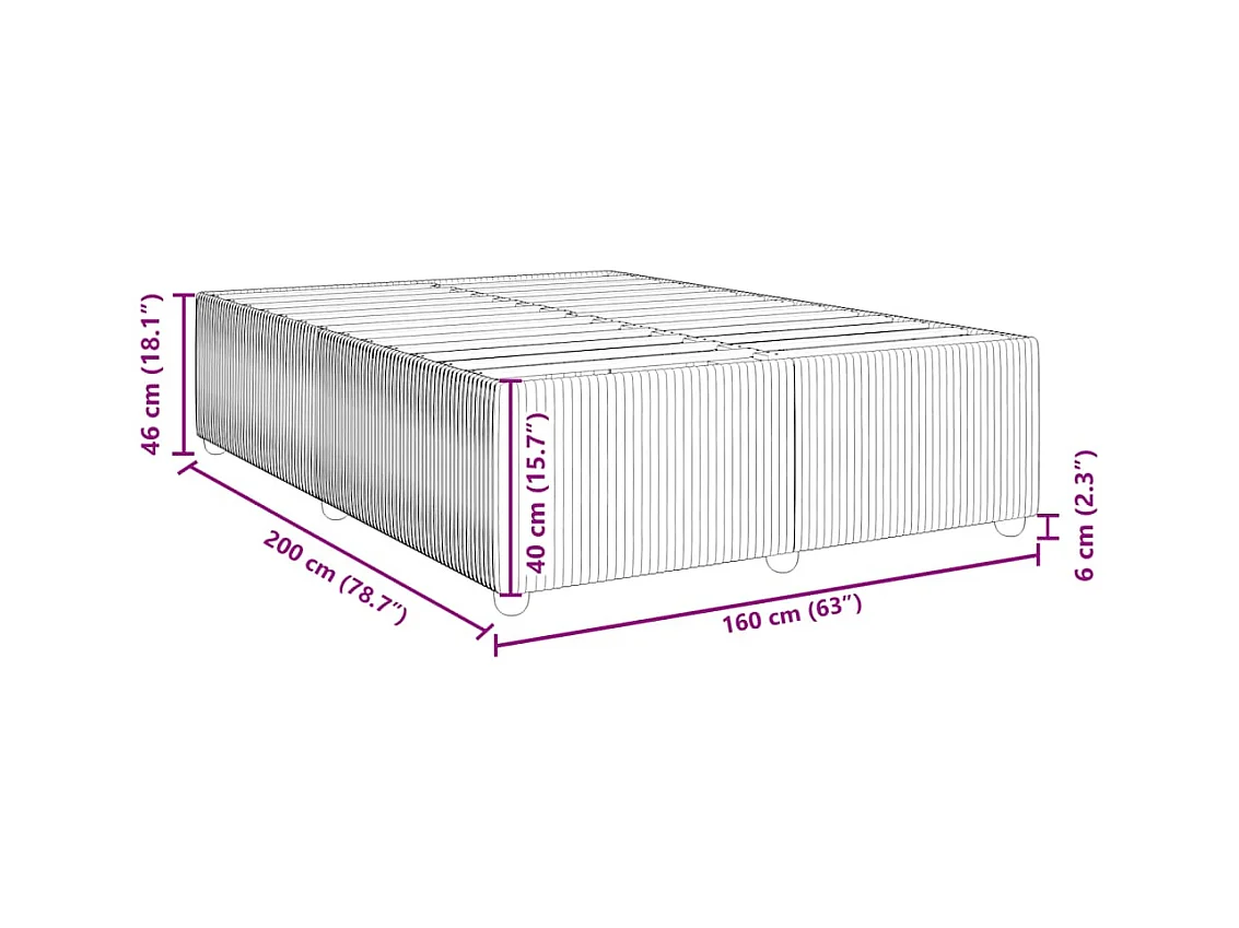Cadre de lit sans matelas bleu 160x200 cm tissu