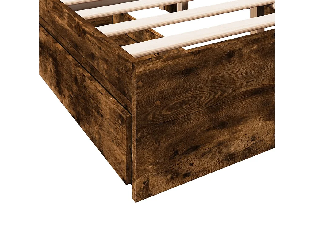 Cadre de lit avec tiroirs sans matelas chêne fumé 140x200 cm